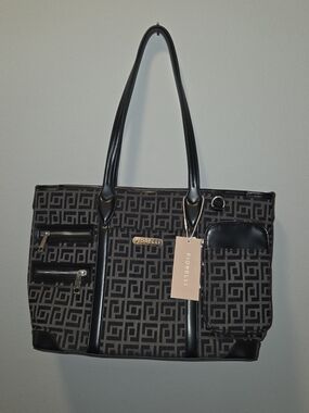 NWT Fiorelli Black & Gray Patterned Tote Bag
